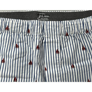J Crew Printed Boxer Shorts Mens XXL Sailboats Striped 100% Cotton